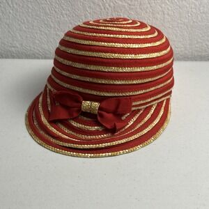Liz Claiborne Red And Gold‎ Cotton/Rayon Straw Hat With Bow